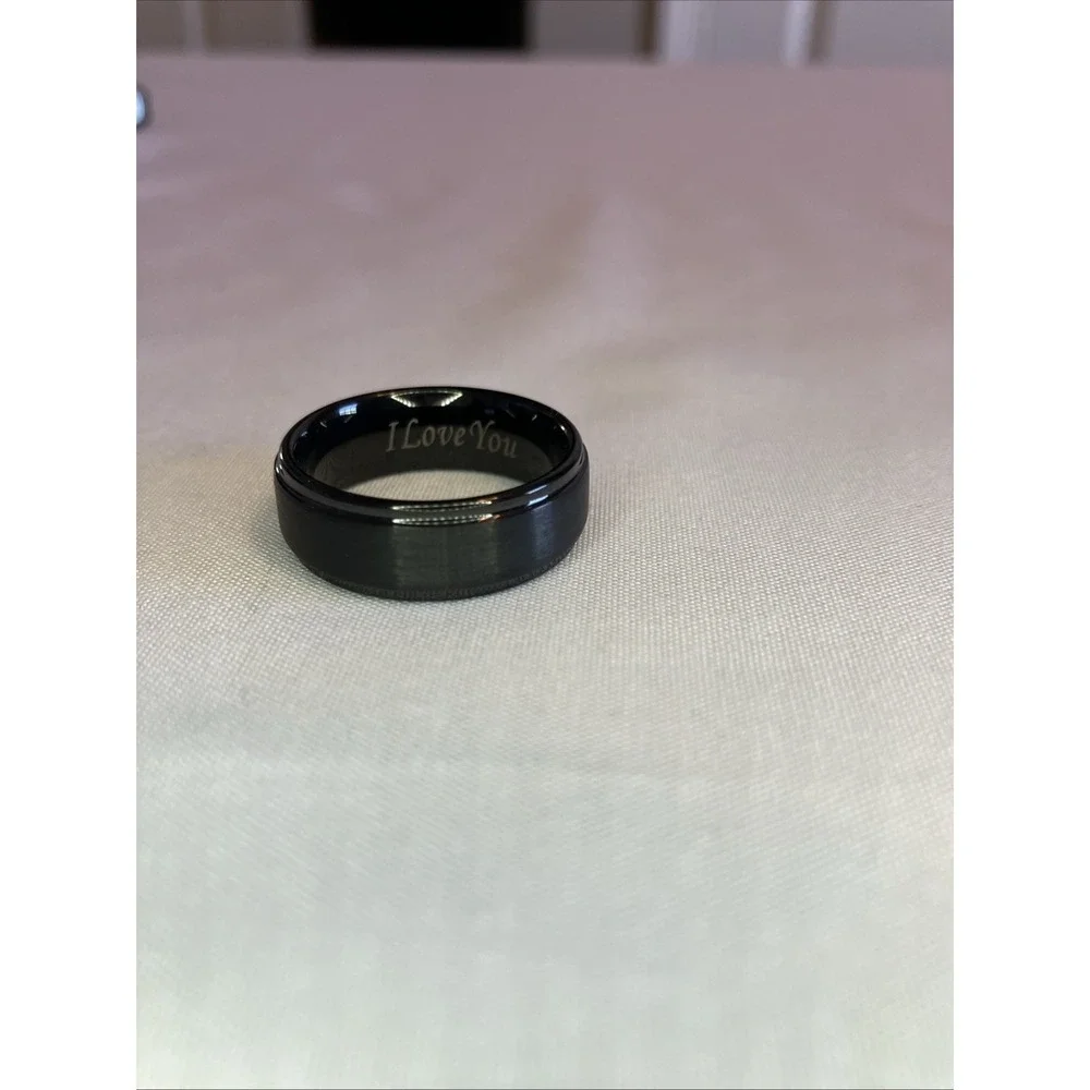 Unbranded Ring Unisex Size 10 Black Like New Engraved I Love You Stainless Steel